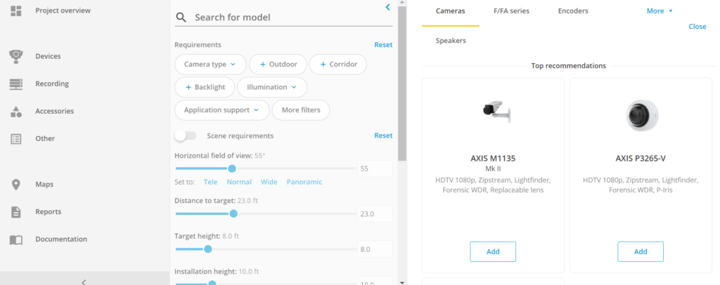 Using Axis Site Designer for Axis Cameras