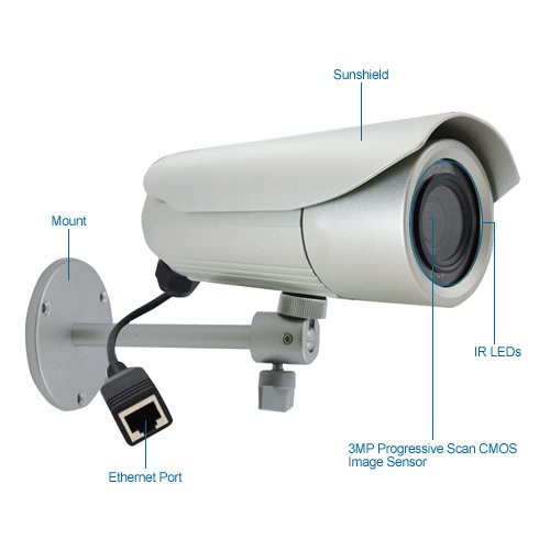 acti d42 outdoor ir day/night 3 megapixel ip security camera