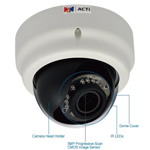 acti e61 1 megapixel ir day/night dome wdr ip security camera