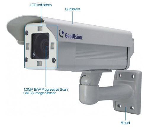 geovision gv-ip lpr 10m 1.3mp license plate capture camera