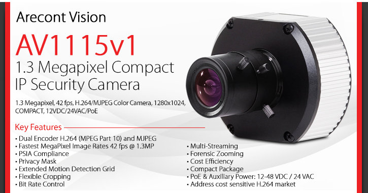arecont vision av1115v1 1.3 megapixel compact ip security camera