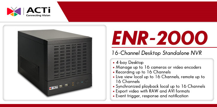 acti enr-2000 16ch standalone network video recorder