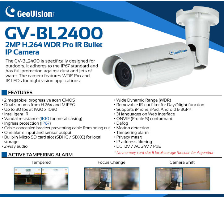 Geovision GV-BL2400 1080P HD Outdoor Network Bullet Camera
