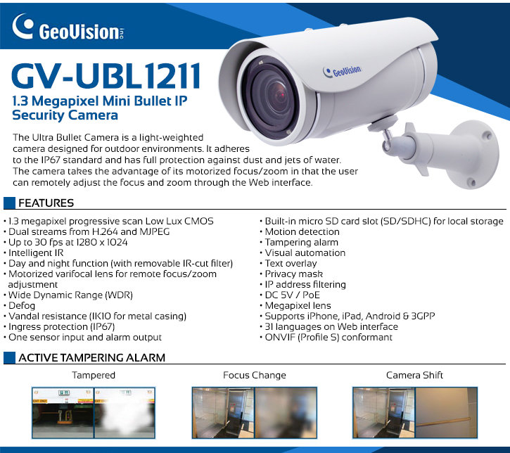 geovision gv-ubl1211 1.3 megapixel mini bullet ip security camera