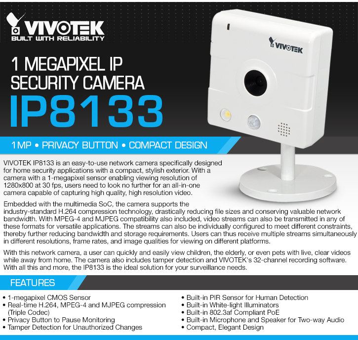 vivotek ip8133 1 megapixel ip security camera