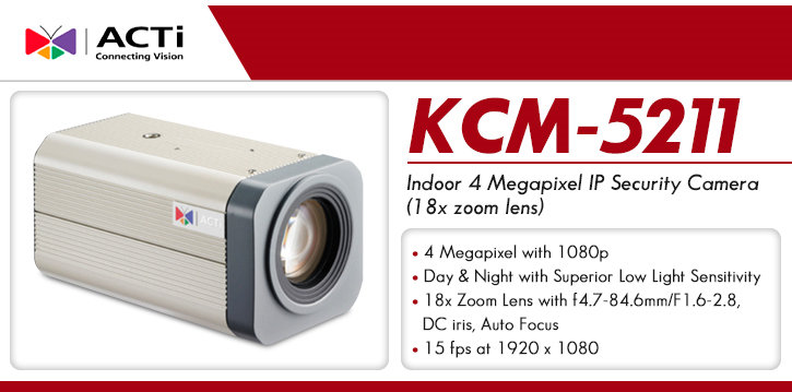 acti kcm-5211 indoor 4 megapixel ip security camera (18x zoom lens)
