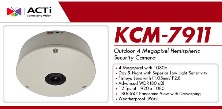 acti kcm-7911 outdoor 4 megapixel hemispheric security camera