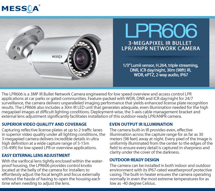 messoa lpr606 3mp license plate capture camera