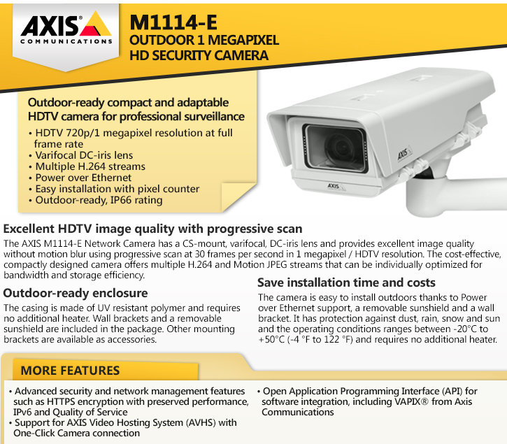 axis m1114-e outdoor 1 megapixel hd security camera
