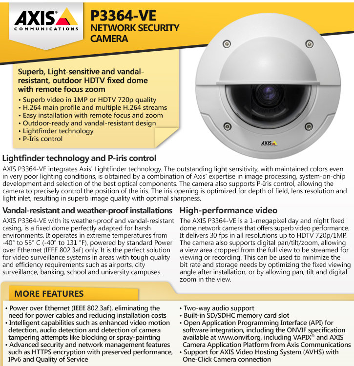 axis p3364-ve ip security camera