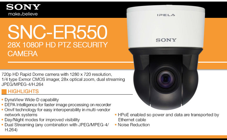 sony snc-er550 28x 1080p hd ptz security camera