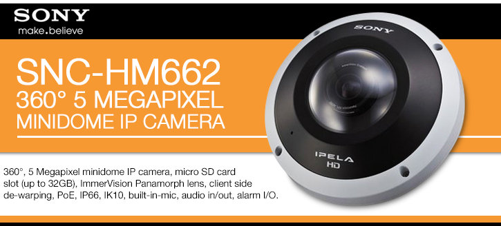 sony snc-hm662 5mp 360° minidome ip security camera