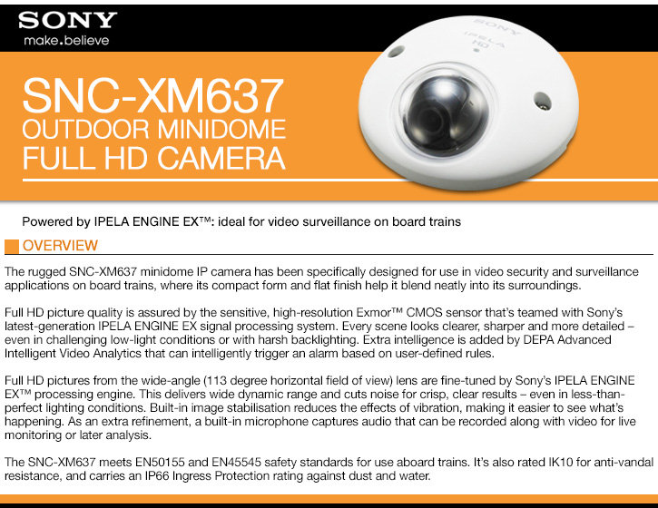 sony snc-xm637 1080p hd outdoor minidome ip security camera
