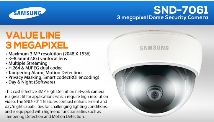samsung snd-7061 3 megapixel dome security camera