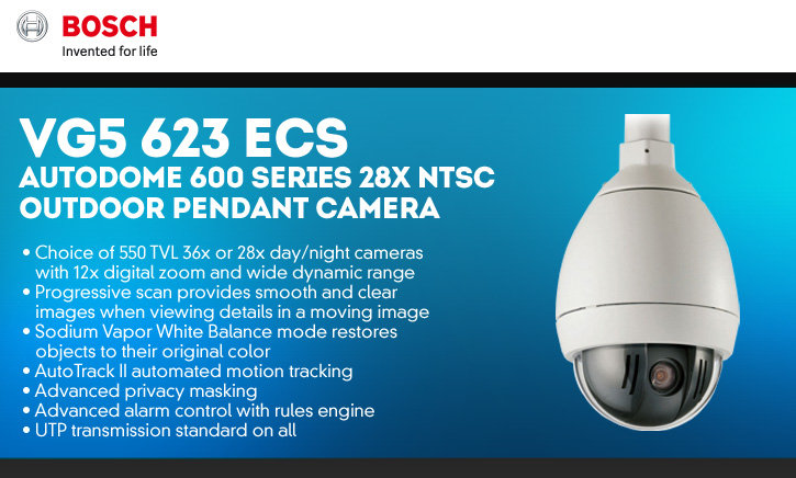 bosch vg5-623-ecs autodome 600 series 28x ntsc outdoor pendant camera