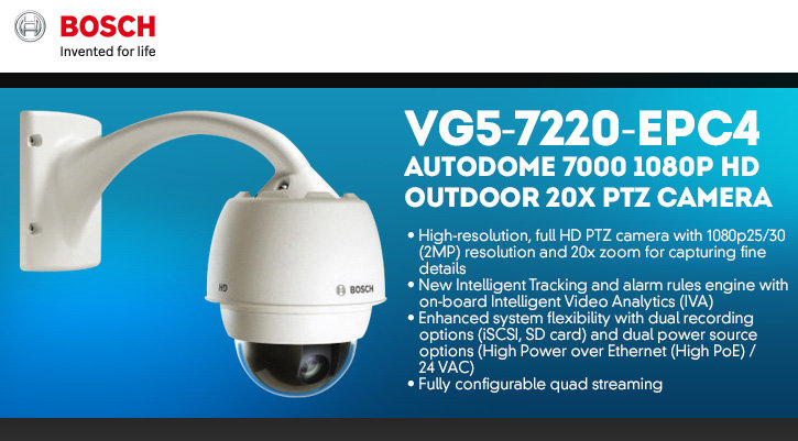 bosch vg5-7220-epc4 autodome 7000 1080p hd outdoor 20x ptz camera