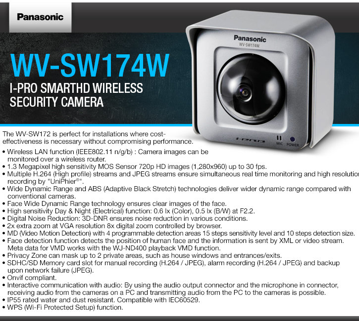 panasonic wv-sw174w i-pro smarthd wireless security camera